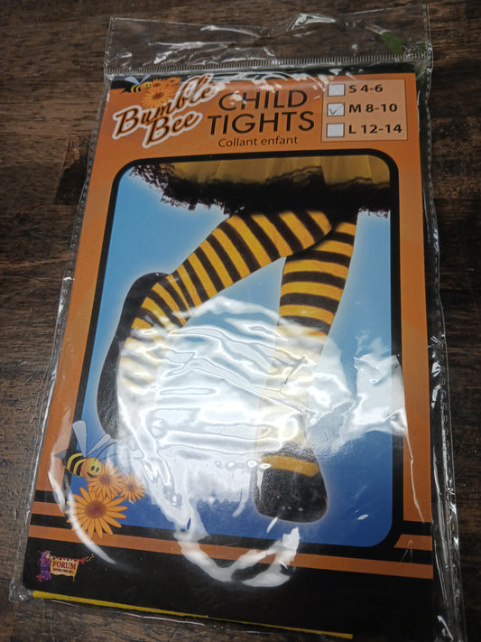 Black/Yellow Striped Bumble Bee Costume Tights, 8 G