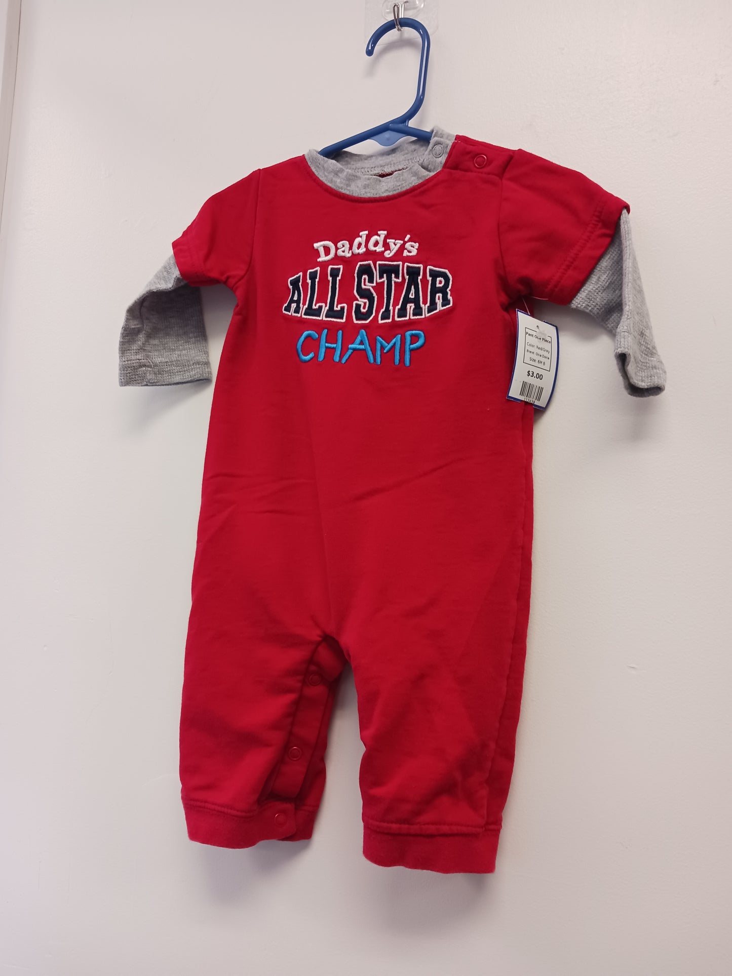 Red/Grey Okie Dokie Pant One Piece, 6M B