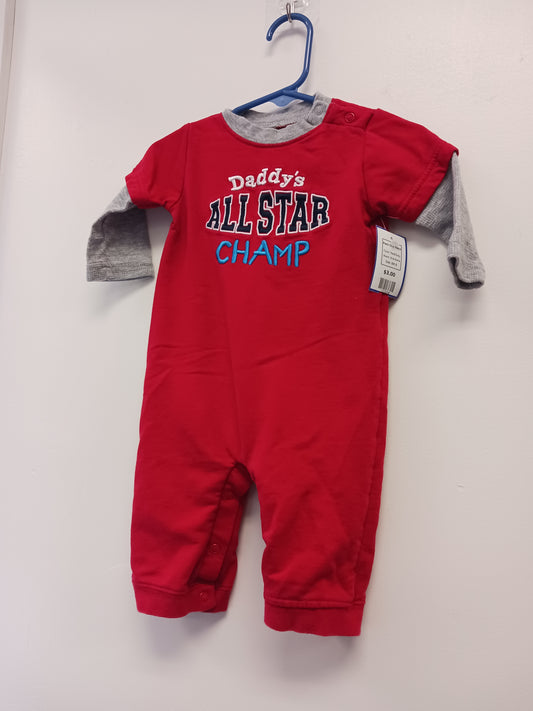 Red/Grey Okie Dokie Pant One Piece, 6M B