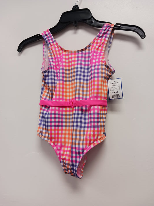 Colorful Plaid Pink Platinum Swim Suit, 6 G