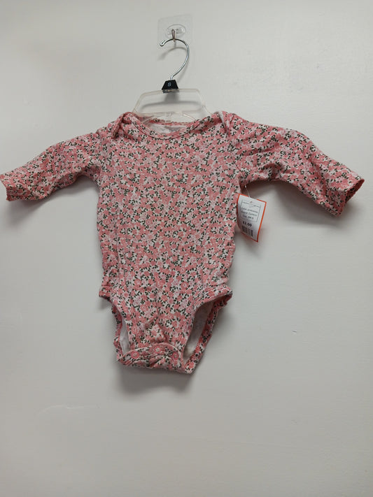 pink/white Carters Long Sleeve Flowered Onesie, 9M G