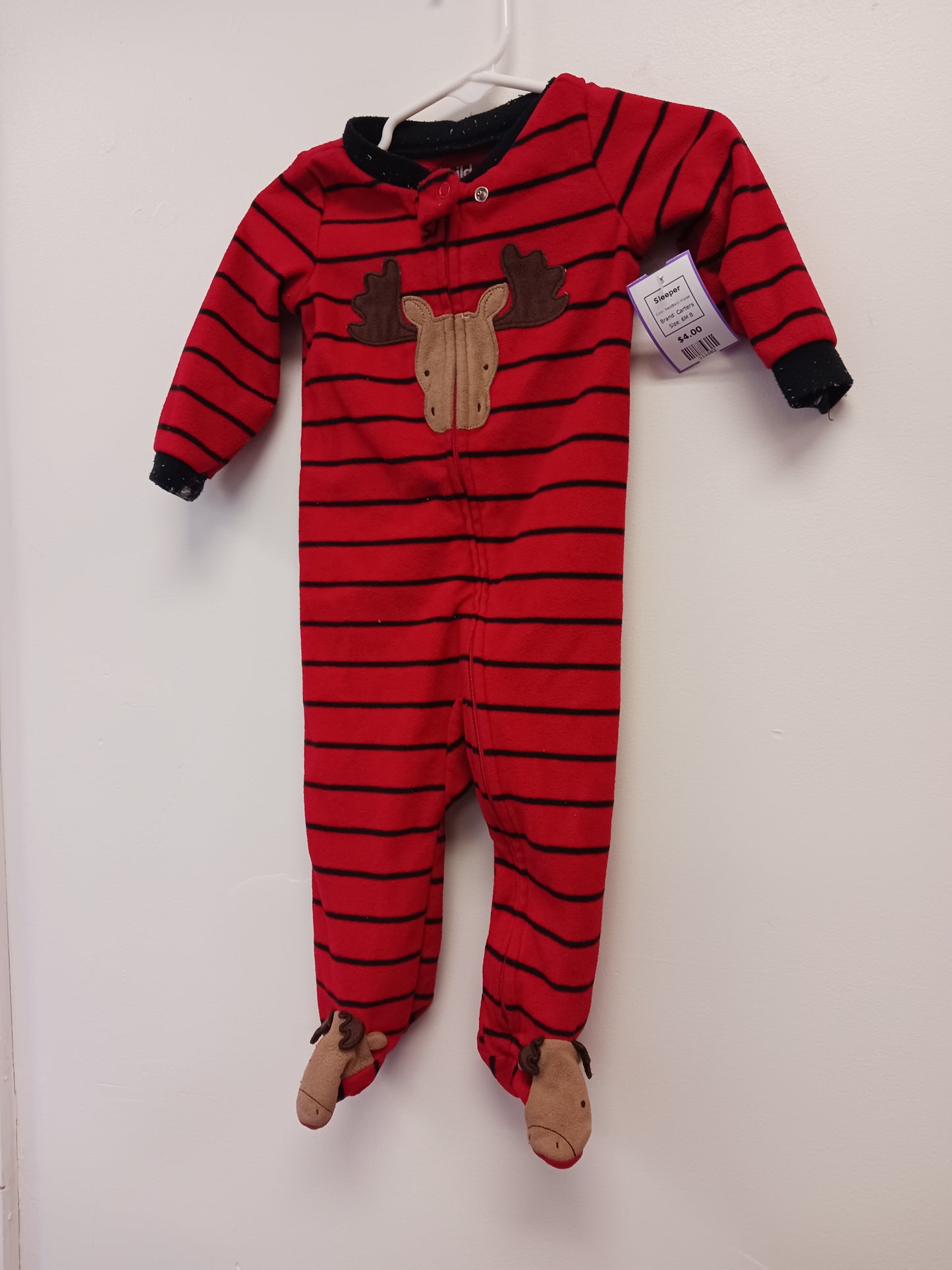 Red/Black Moose Carters Sleeper, 6M B