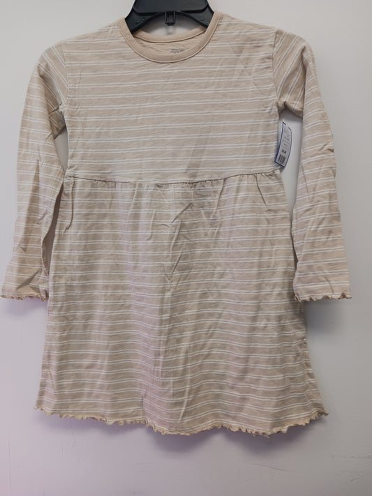 beige Little Company Long Sleeve Striped Dress, 7 G