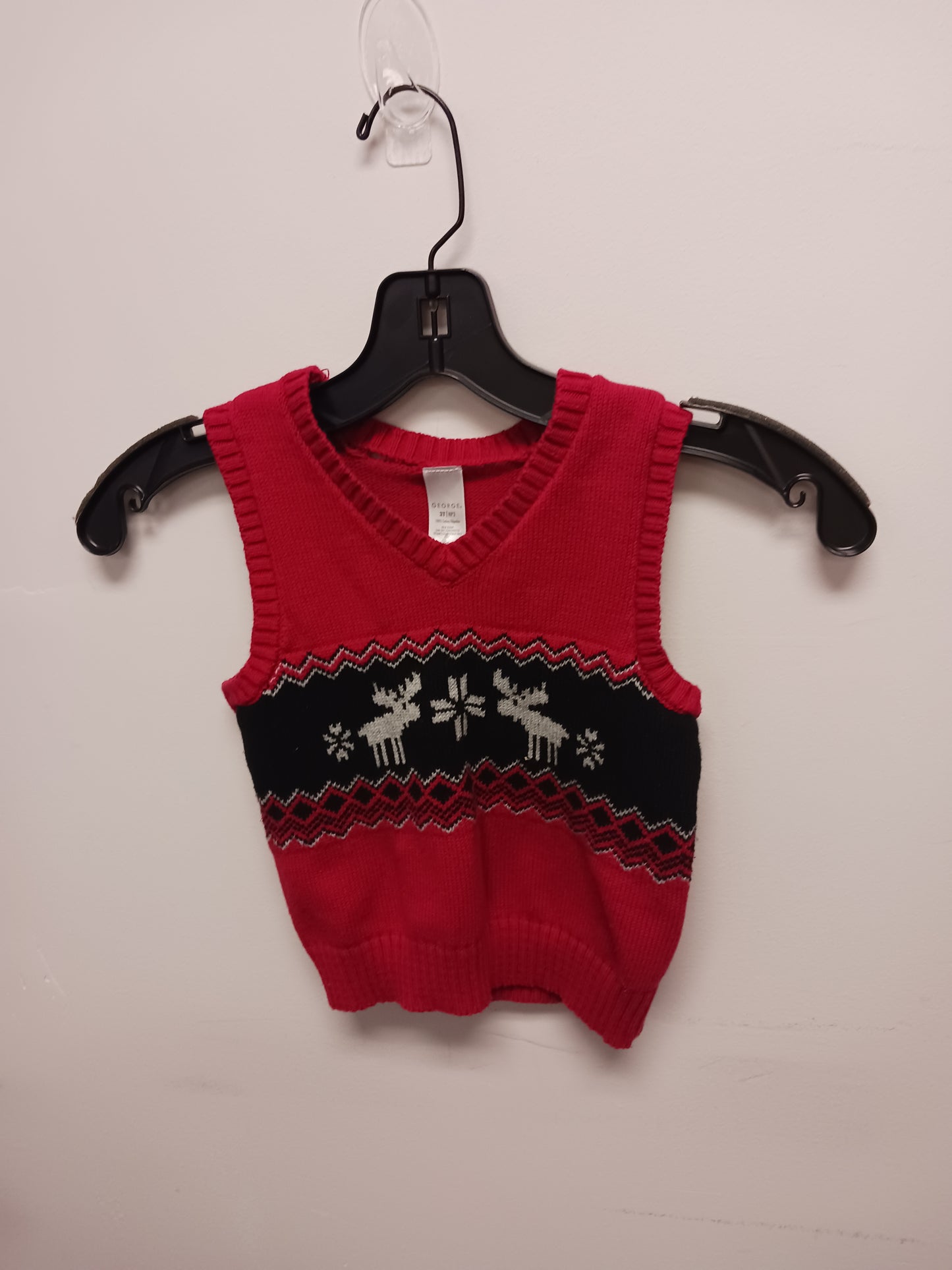 Red/Black George Sweater Vest, 3T B