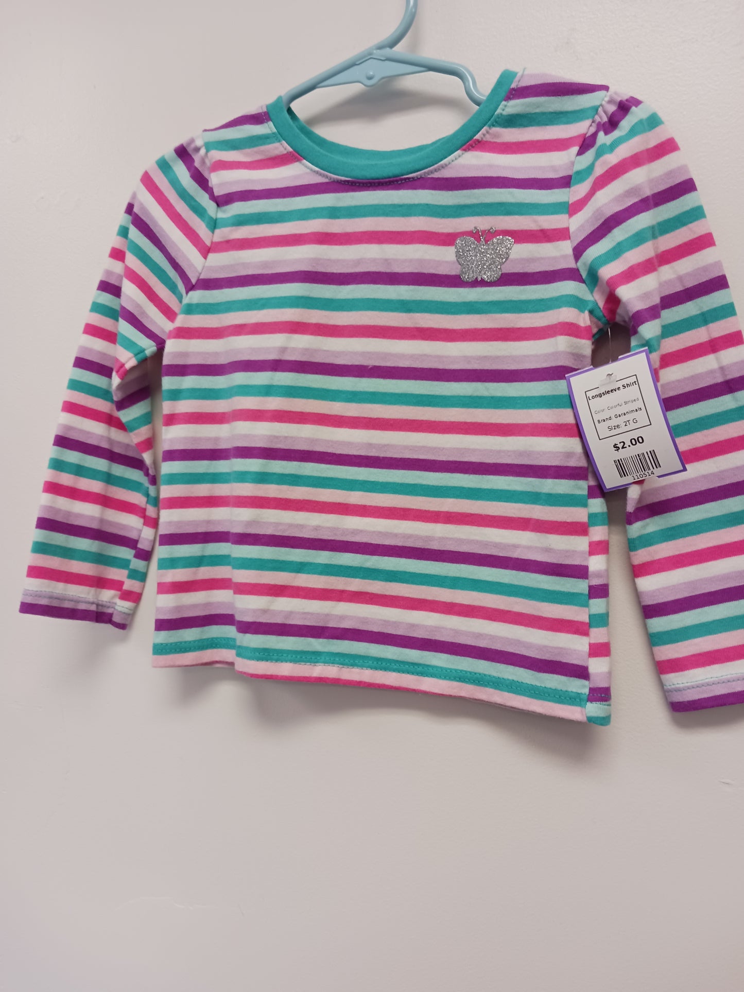 Colorful Striped Garanimals Longsleeve Shirt, 2T G