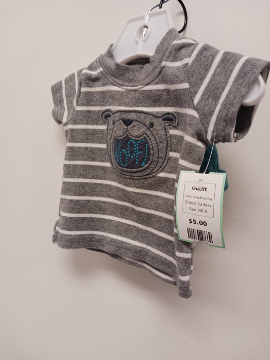 Grey/Blue Dog Carters Outfit, NB B