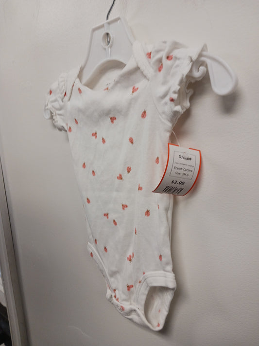 White/Pink Ladybug Carters Onesie, 3M G