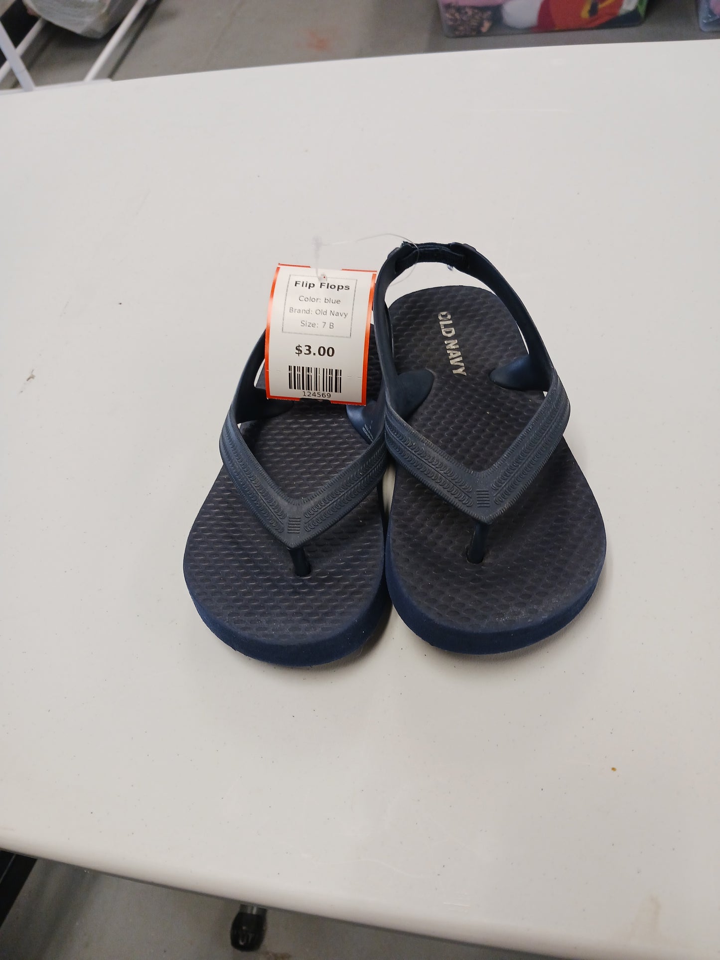 blue Old Navy Flip Flops, 7 B