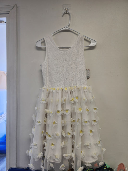 White/Yellow Flowers Childrens Place Holiday Dress, 14 G