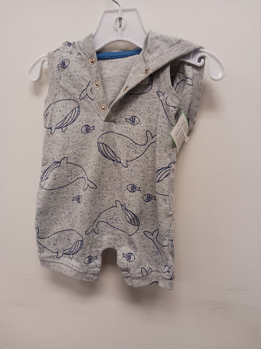 Grey/Navy Whale Carters Short One Piece, 3M B