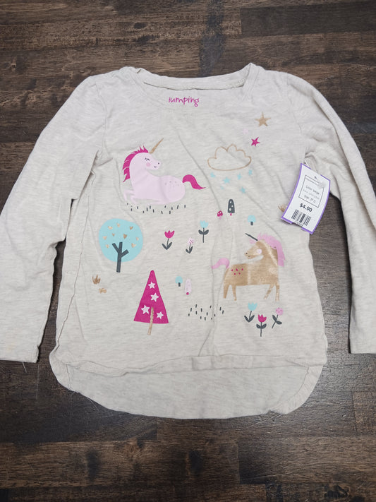 beige Jumping Bean Long Sleeve Unicorn Shirt, 3T G