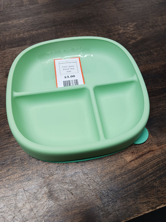 green Nuk Suction Divided Plate