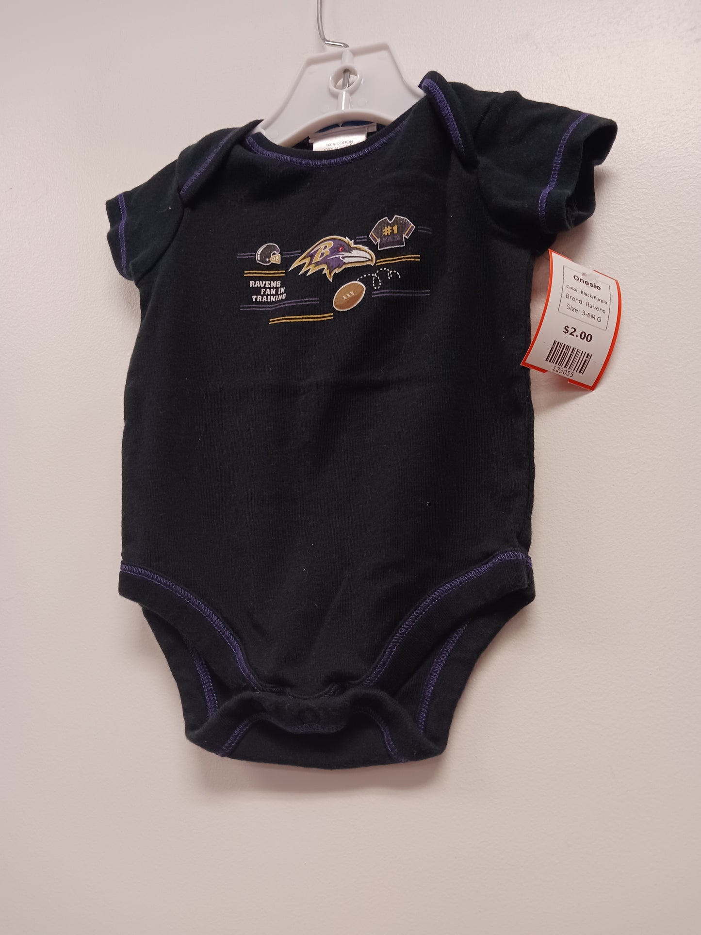 Black/Purple Ravens Onesie, 3-6M G