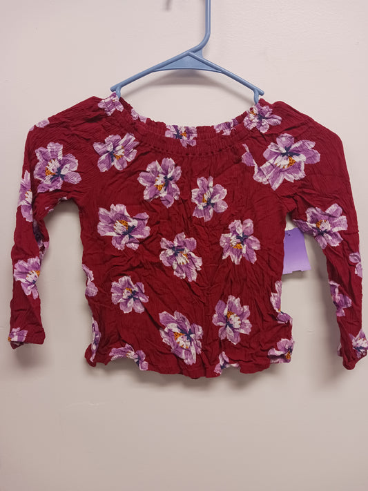 Burgandy Flower Old Navy Longsleeve Shirt, 5T G
