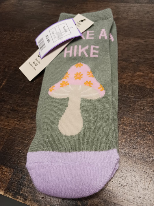 Green/Purple Mushroom No Boundries Socks, 4-10