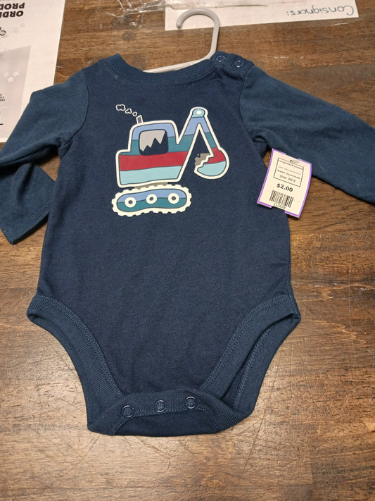 Navy Construction Garanimals Longsleeve Onesie, 3M B