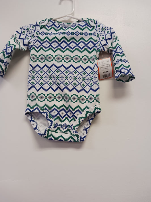 purple/green Carters Long Sleeve Geometric Onesie, 6M G