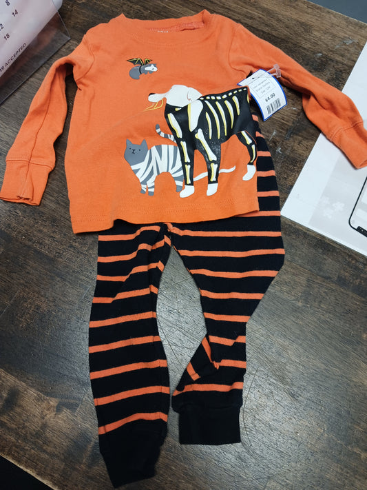 orange/black Carters 2 Piece Halloween PJS, 12M
