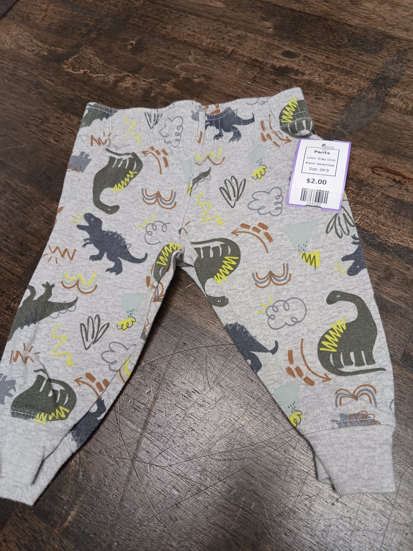 Grey Dino Garanimals Pants, 3M B