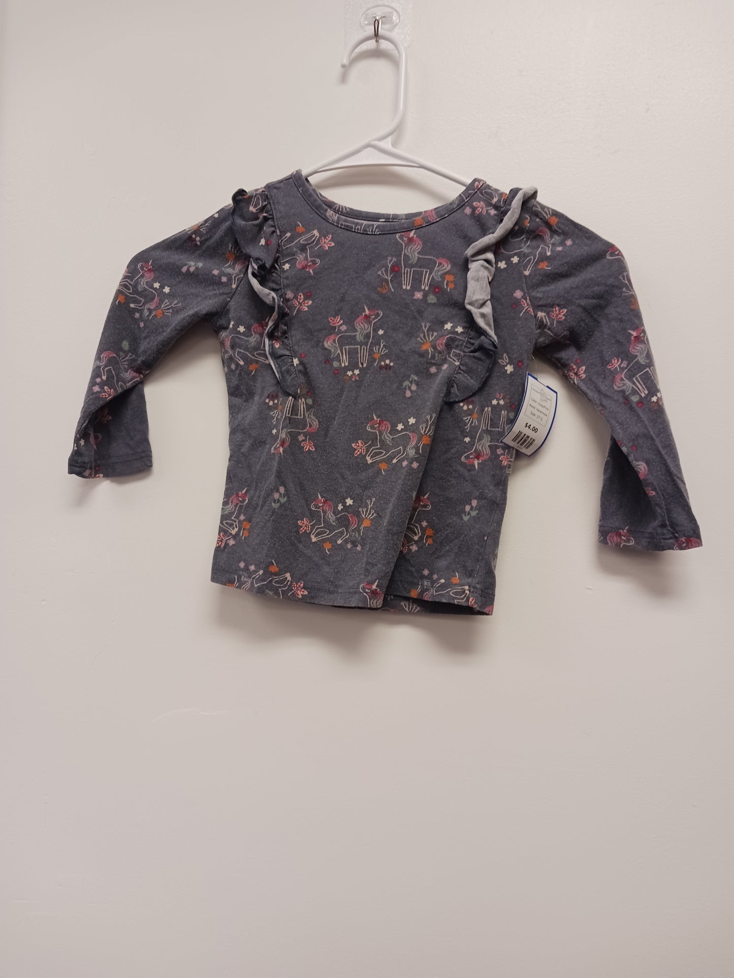 Grey/Pink Garanimals Long Sleeve Unicorn Tshirt, 2T G