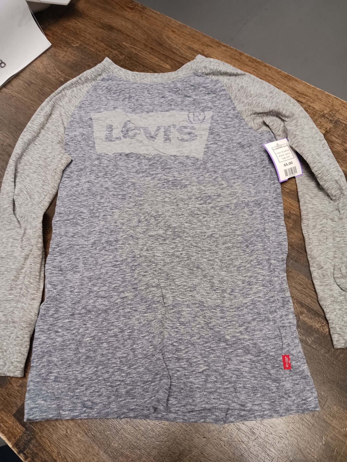 Blue/Grey Levi's Longsleeve Shirt, 8 B