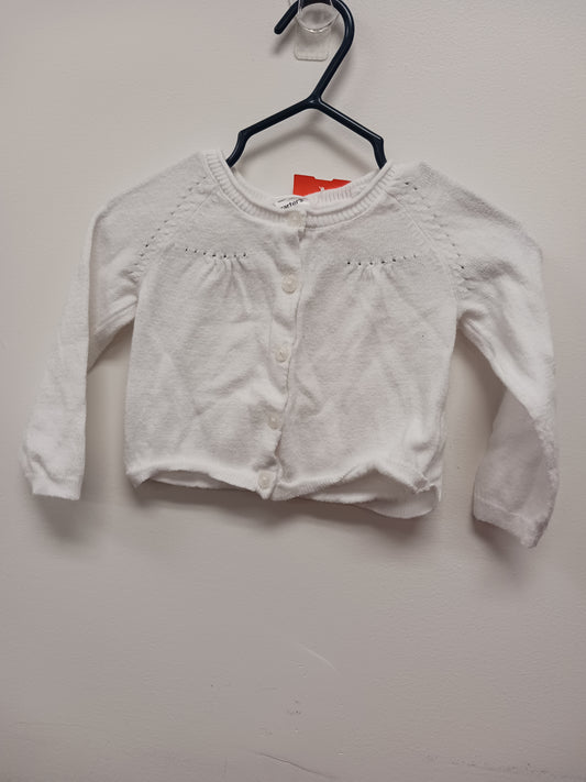 white Carters Cardigan, 6M G