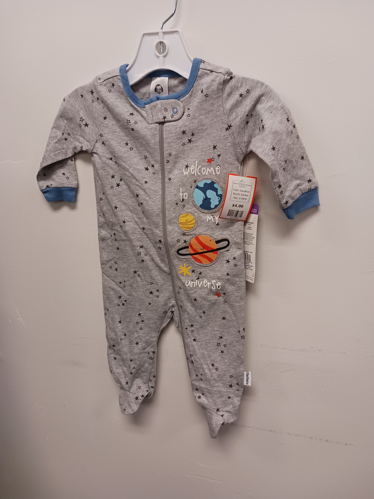 Grey/Blue Gerber Stars & Planets Sleeper, 0-3M B