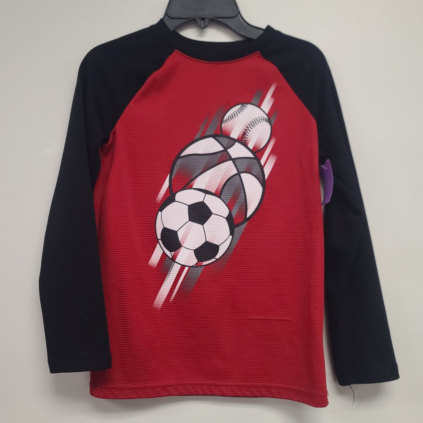 Red/Black Sports Jumping Bean Longsleeve Shirt, 8 B