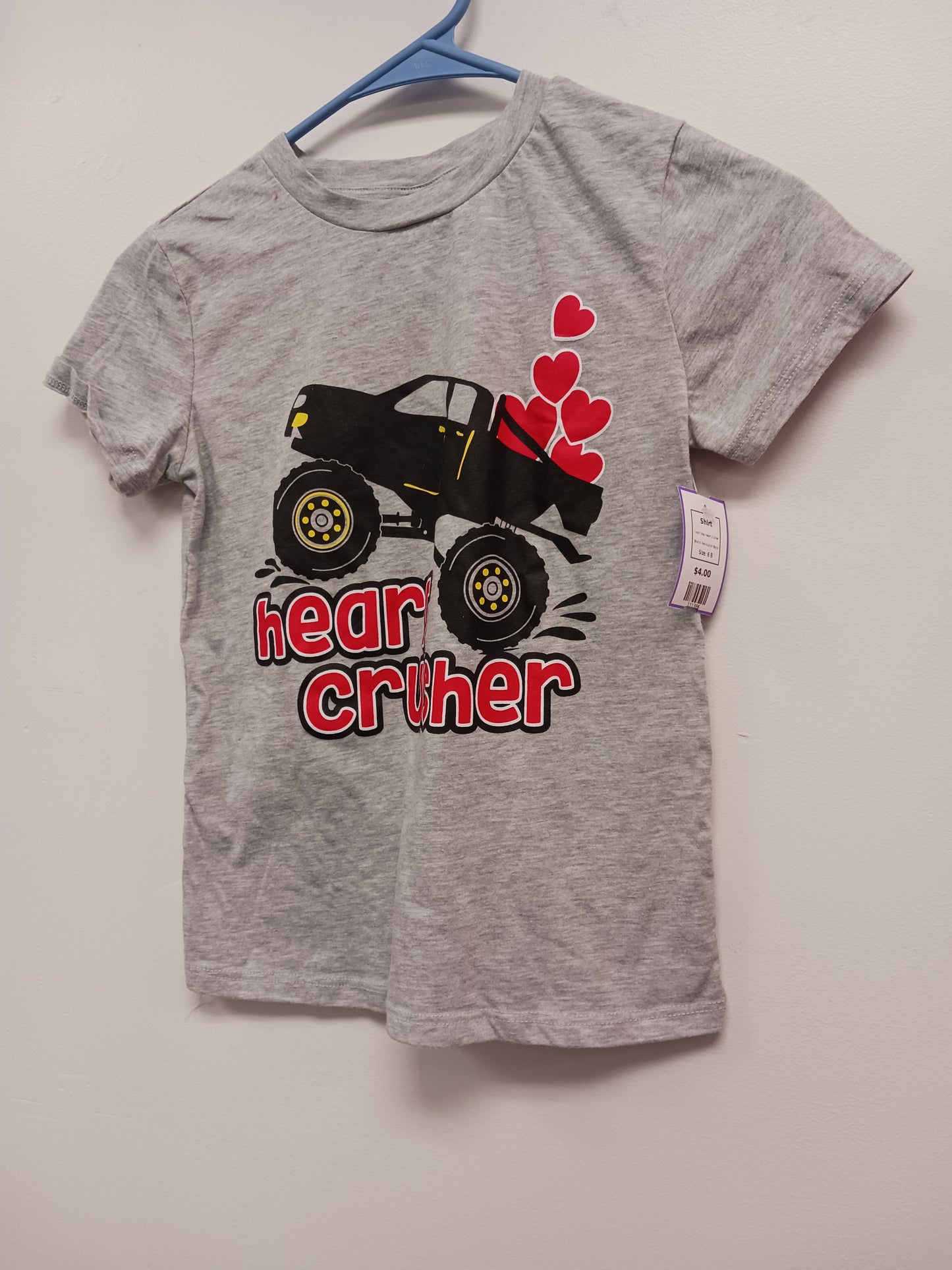 Grey Heart Crusher Revolution Boys Shirt, 6 B
