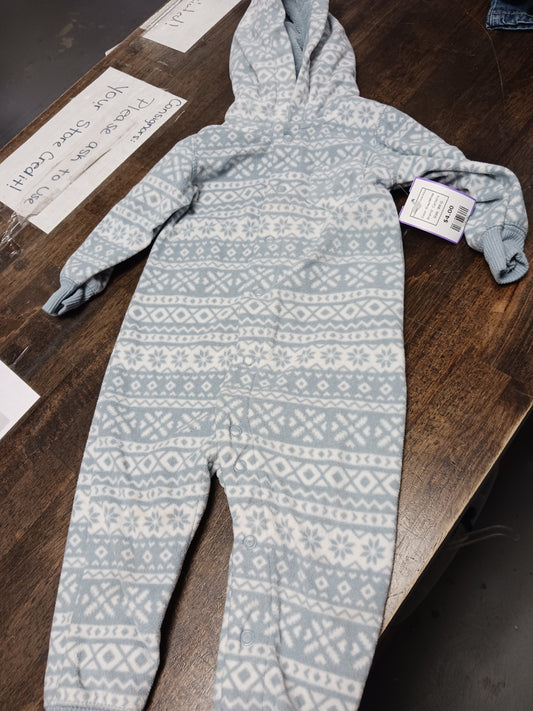 Grey/White Carters Hooded Pant One Piece, 9M G