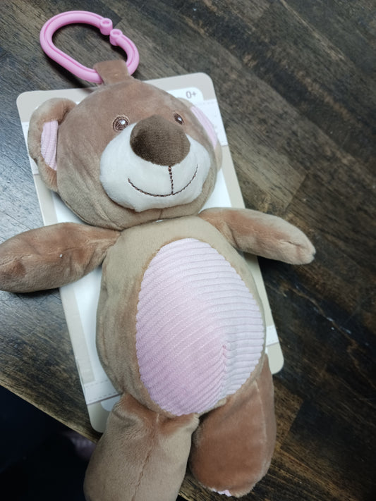 Brown/Pink Kelly Baby Bear Carseat Toy