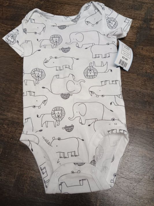 White/Black Animal Carters Onesie, 3M B