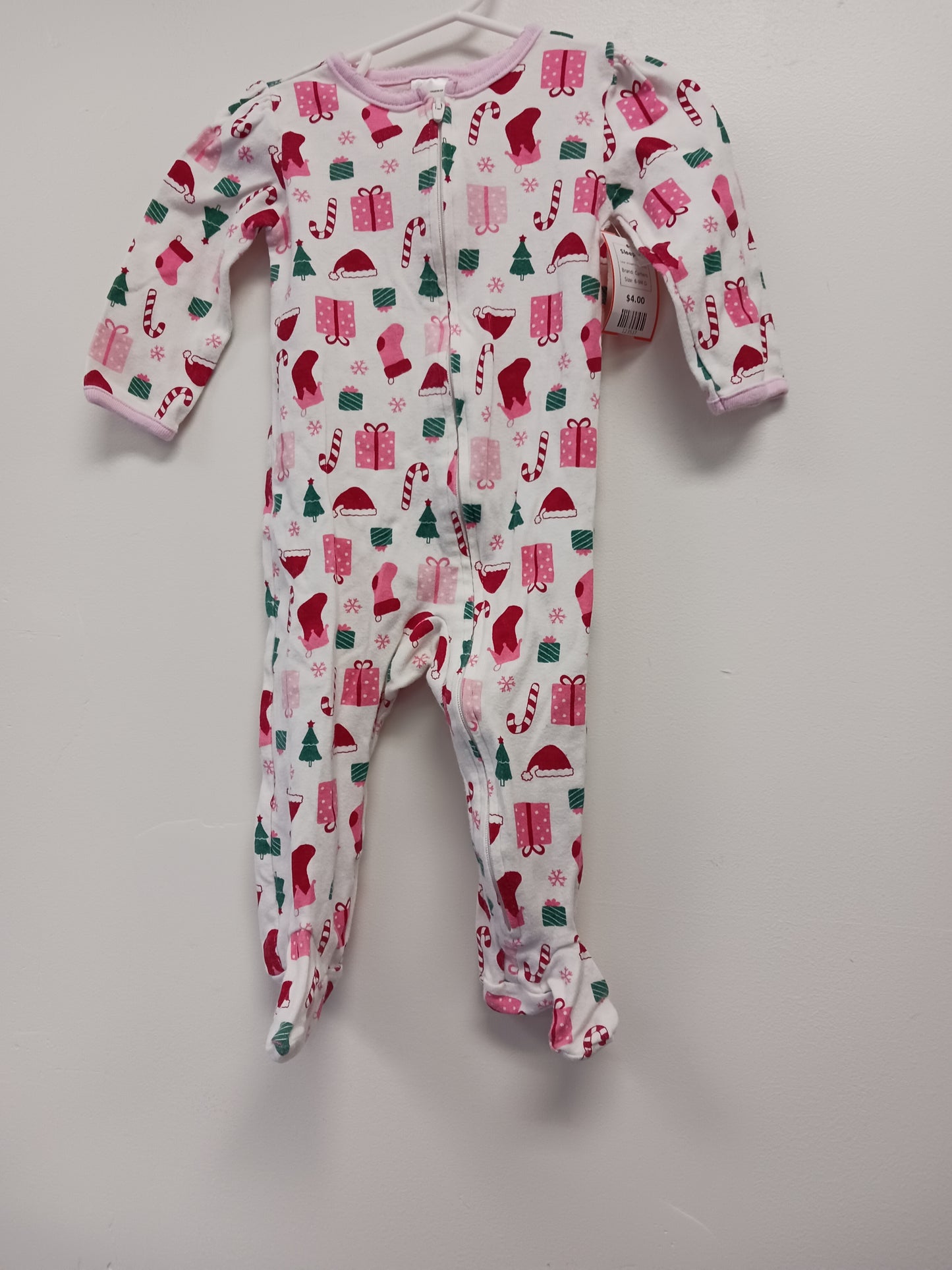 White/Pink Christmas Carters Sleeper, 6-9M G