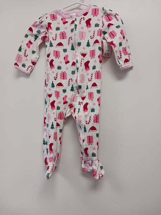 White/Pink Christmas Carters Sleeper, 6-9M G