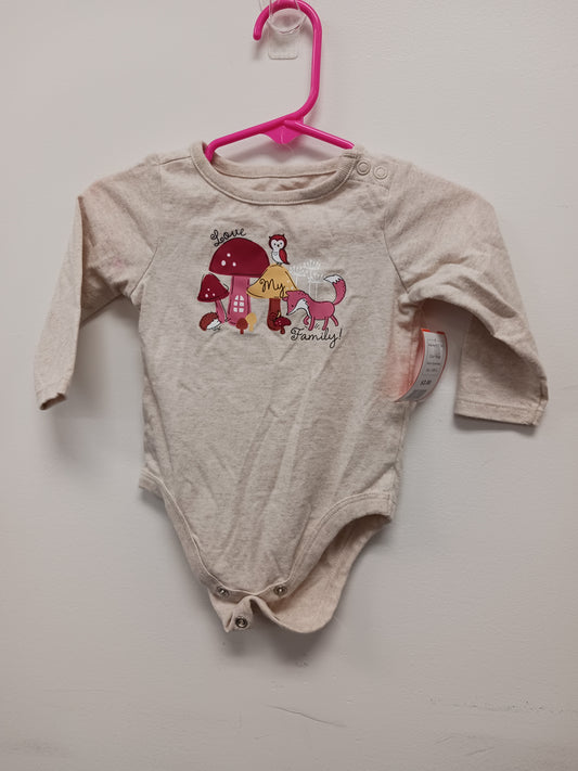 beige Garanimals Long Sleeve Fox Shirt, 3-6M G