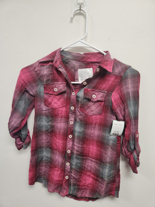 Pink/Grey Justice Flannel Shirt, 6 G