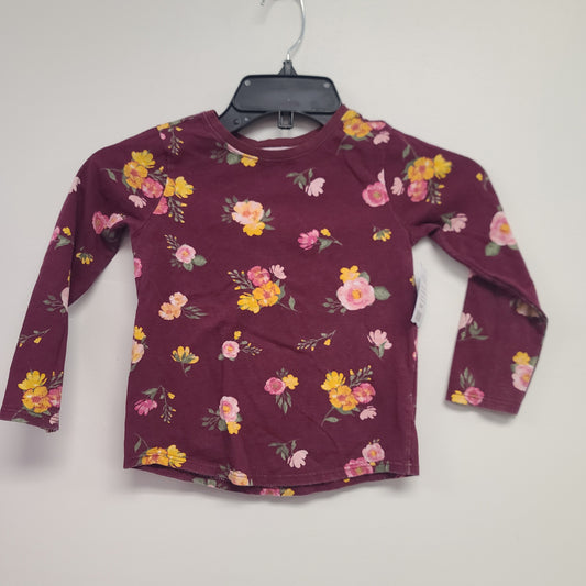 Burgandy Garanimals Long Sleeve Flowered Shirt, 4T G