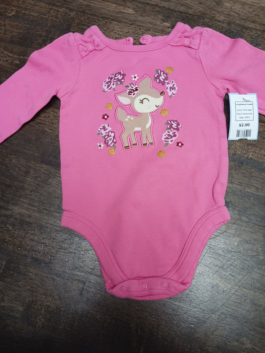 Pink Deer Garanimals Longsleeve Onesie, 3M G