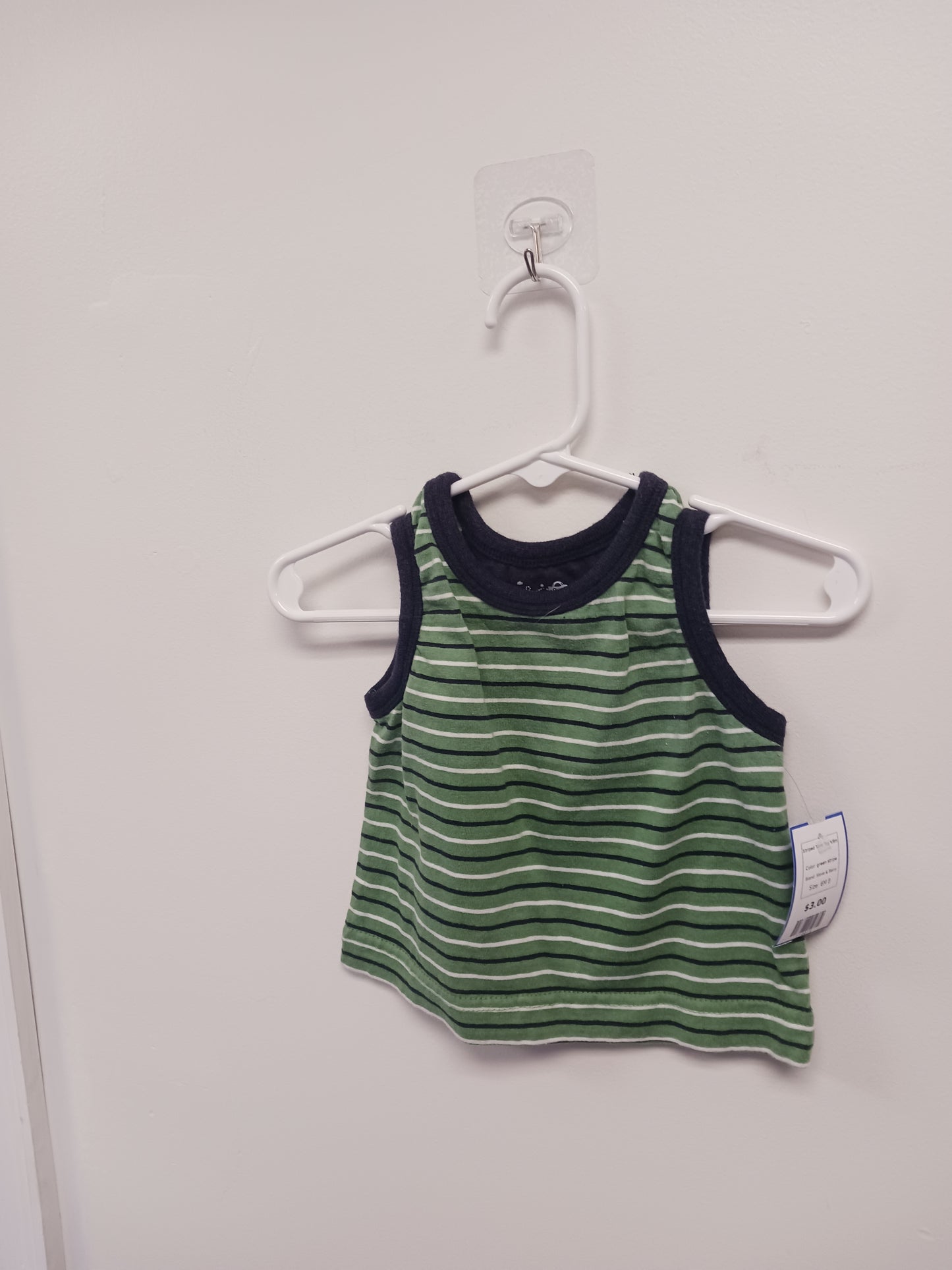 green stripe Steve & Barry Striped Tank Top 6/9m, 6M B