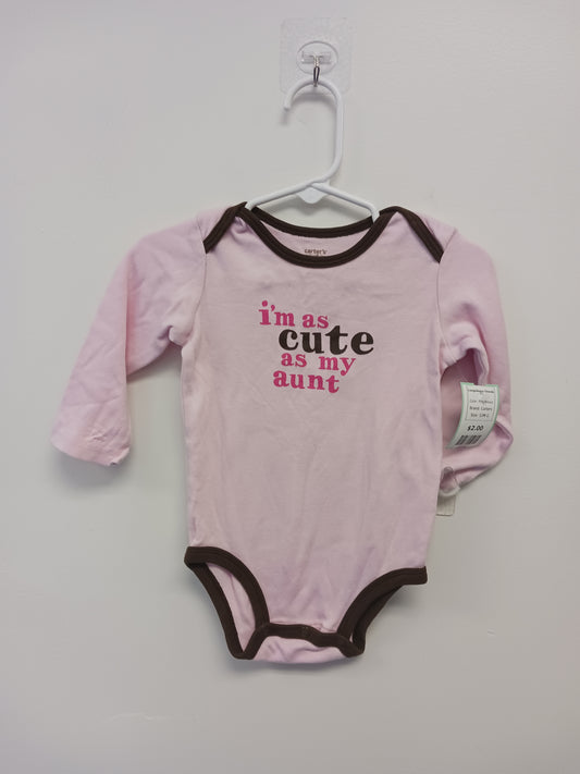 Pink/Brown Carters Longsleeve Onesie, 12M G
