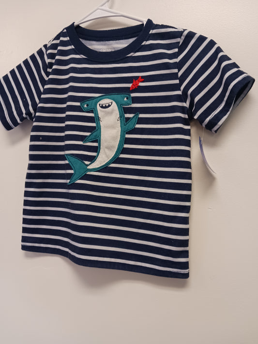 blue stripe Carters Shark tshirt, 5T B