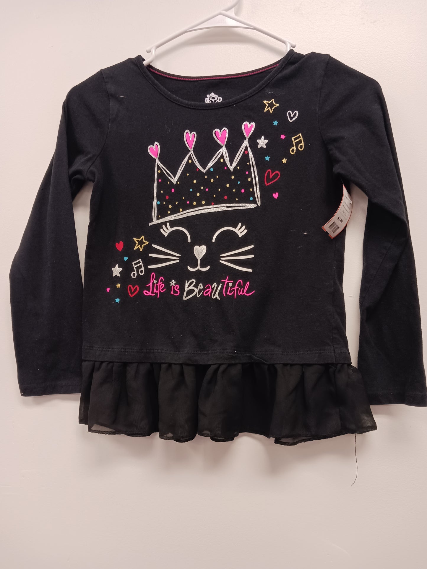 Black Kitty Garanimals Longsleeve Shirt, 8 G