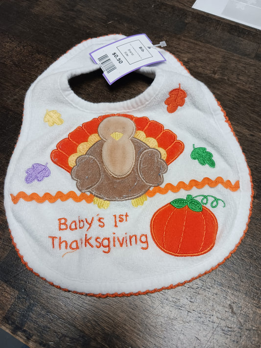 White/Orange Thanksgiving  Bib