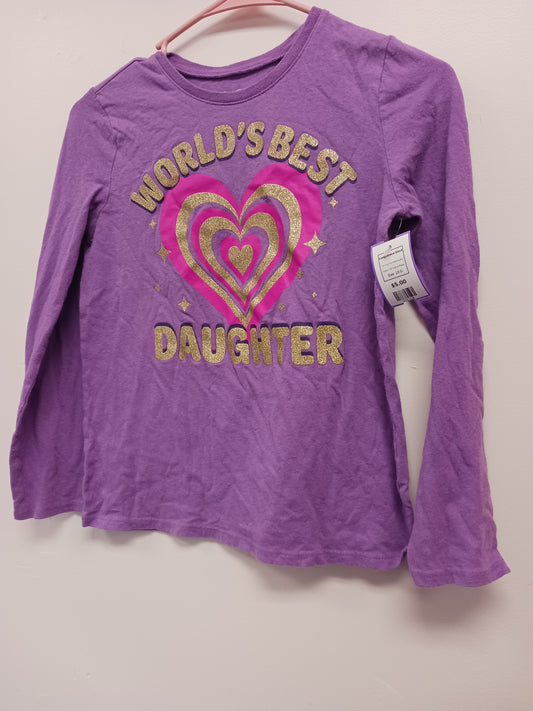 Purple World's Best Daughter Childrens Place Longsleeve Shirt, 10 G