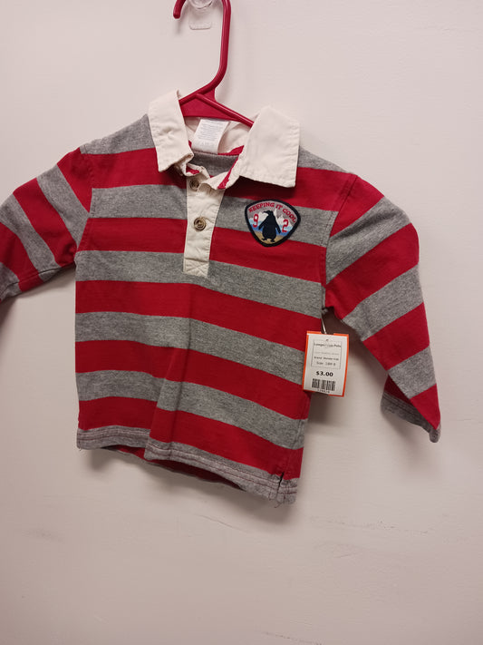 Red/Grey Striped Wonder Kids Longsleeve Polo, 18M B
