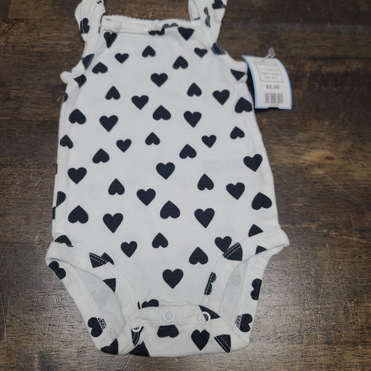 White/Black Heart Carters Tank Top Onesie, 3M G