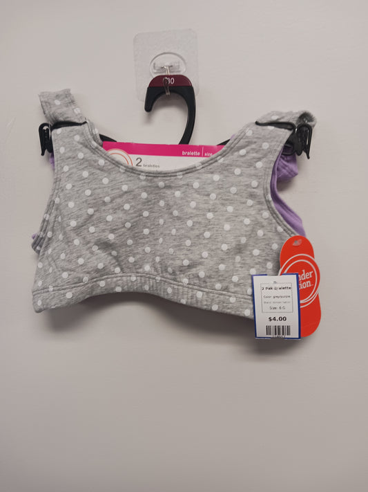 grey/purple Wonder Nation 2 Pak Bralette, 6 G