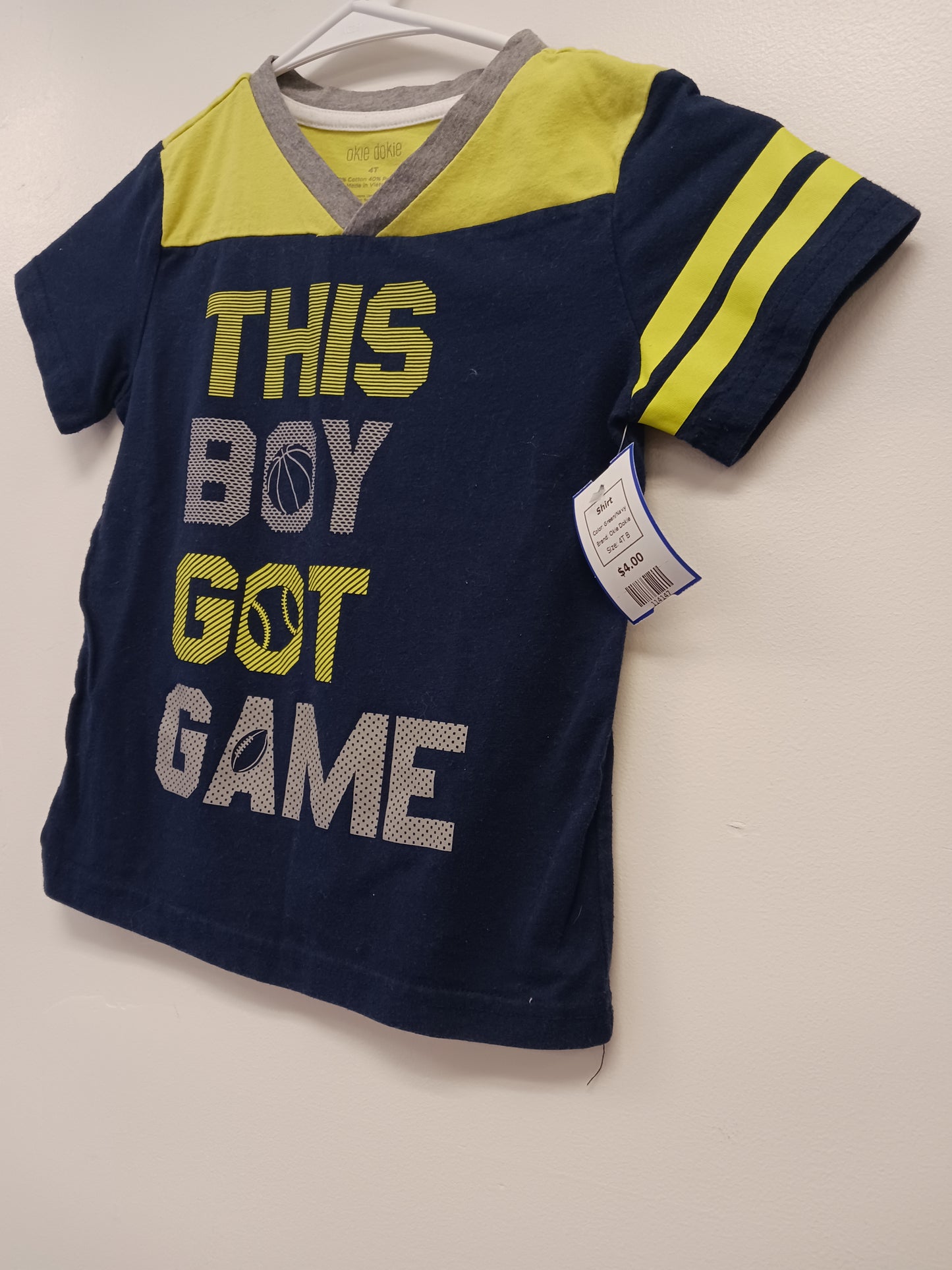 Green/Navy Okie Dokie Shirt, 4T B