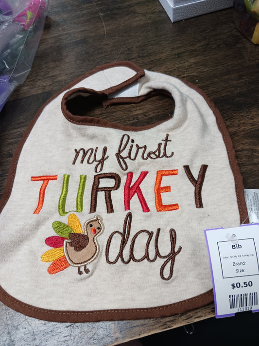 Tan My 1st Turkey Day  Bib