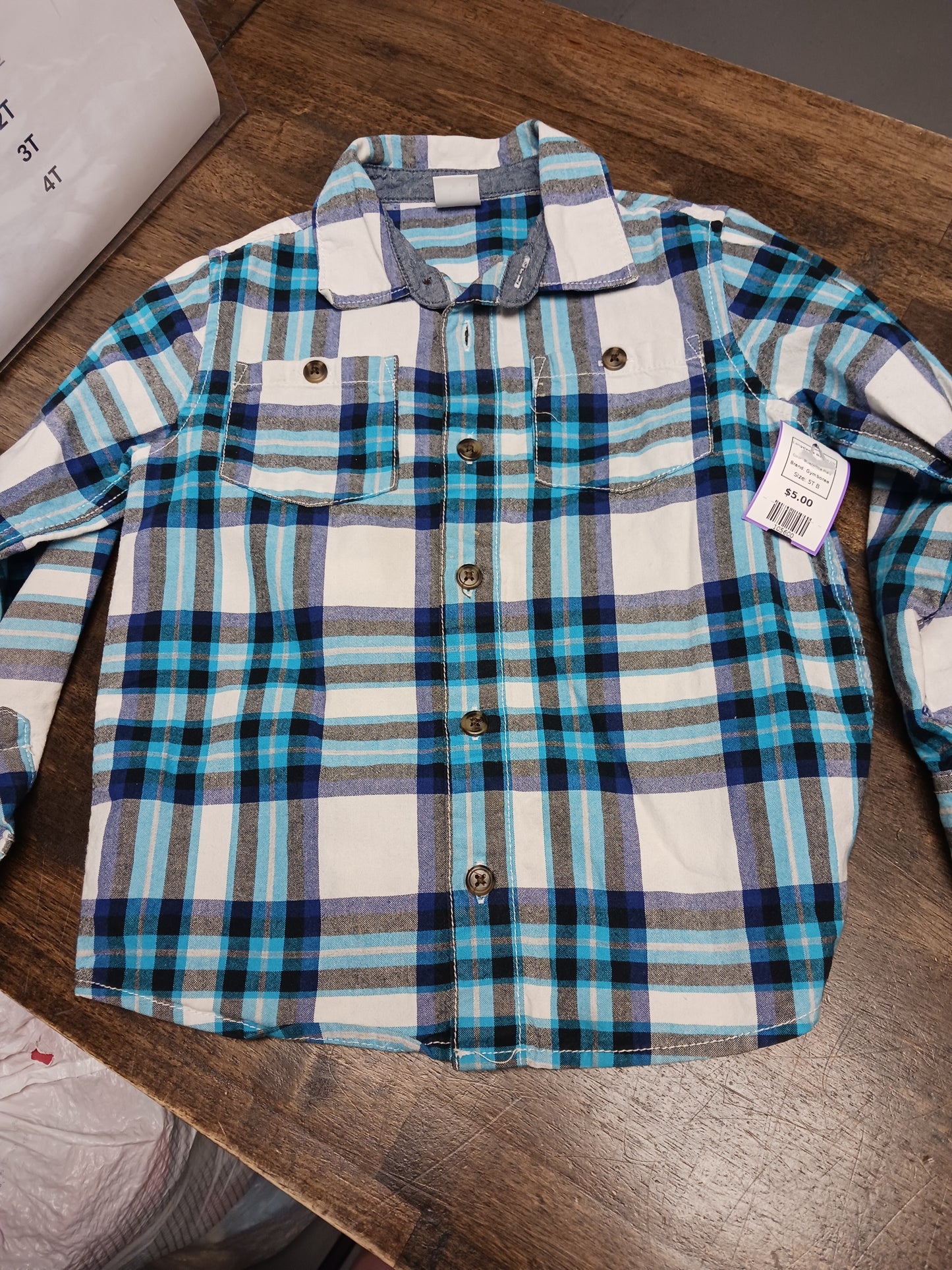 Blue/White Plaid Gymboree Longsleeve Button Up, 5T B